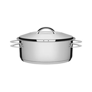 Olla baja Solar de acero inoxidable fondo triple con tapa y asas 24 cm 4,7 L