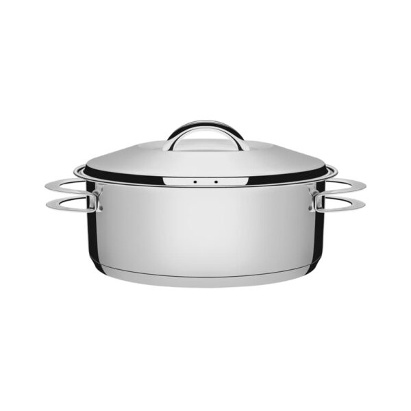 Olla baja Solar de acero inoxidable fondo triple con tapa y asas 24 cm 4,7 L