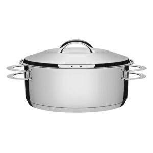 Olla baja Solar de acero inoxidable fondo triple con tapa y asas 28 cm 7,1 L