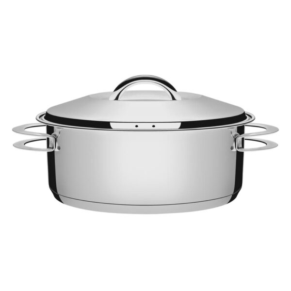 Olla baja Solar de acero inoxidable fondo triple con tapa y asas 28 cm 7,1 L