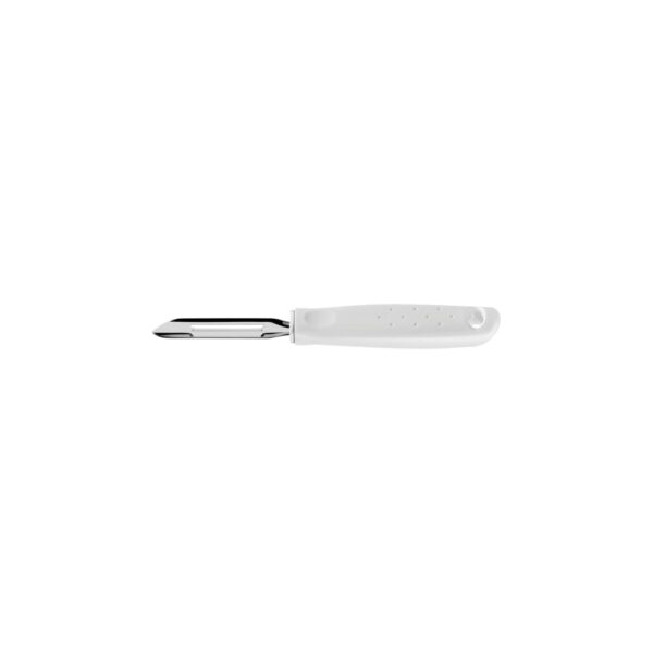 Pelador de papas manual Utilità de acero inoxidable con mango de polipropileno blanco