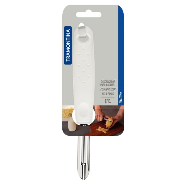 Pelador de papas manual Utilità de acero inoxidable con mango de polipropileno blanco - Imagen 2