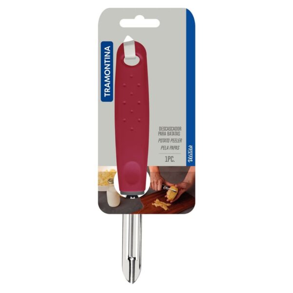 Pelador de papas manual Utilità de acero inoxidable con mango de polipropileno rojo - Imagen 2