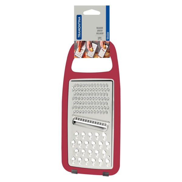 Rallador Utilitá en Acero Inoxidable y ABS con Base Revestida de Goma Rojo - Imagen 2