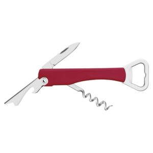 Abridor con Sacacorchos y Navaja Harmoniza con Láminas en Acero Inoxidable y Cuerpo en ABS Rojo
