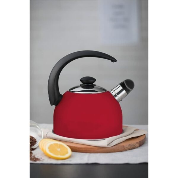 Tetera Silbadora de acero inoxidable Rojo 2.1 L - Imagen 3