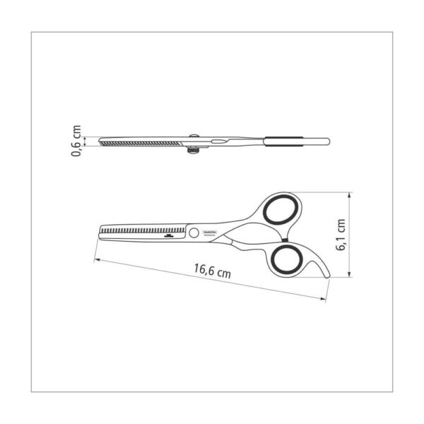Tijera para cabello de acero inoxidable con filo desbaste y apoyo fijo para el dedo, 6" - Imagen 5