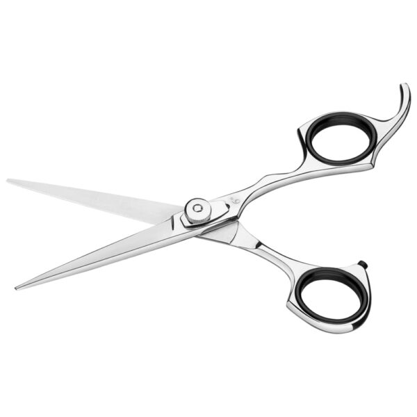 Tijera para cabello de acero inoxidable con filo láser y apoyo fijo para el dedo, 6" - Imagen 2