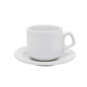 Taza de Té Apilable con Platillo Blanco Xicaras e Pires