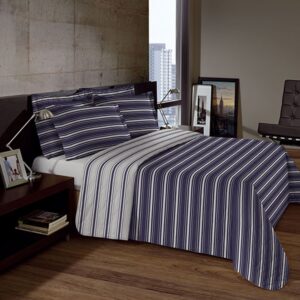 Cubrecama King Vicenza diseño Nancy Azul 3 piezas