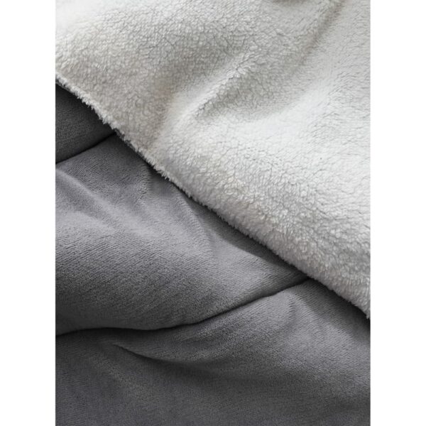 Acolchado con Reverso Sherpa Gris Liso 2 Plazas 3 Piezas - Imagen 4