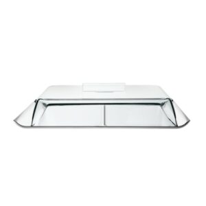 Bandeja para fiambres Quadrata de acero inoxidable con cúpula transparente