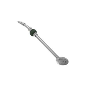 Bombilla para Mate Ilex en Acero Inoxidable con Rosca y Piedra Ágata Verde 25 cm