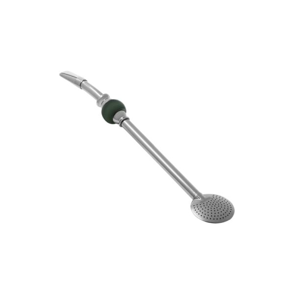 Bombilla para Mate Ilex en Acero Inoxidable con Rosca y Piedra Ágata Verde 25 cm