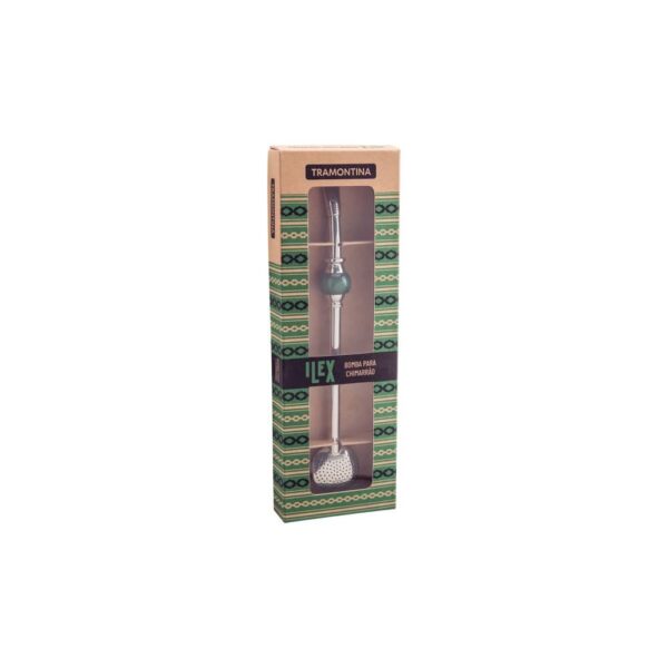 Bombilla para Mate Ilex en Acero Inoxidable con Rosca y Piedra Ágata Verde 25 cm - Imagen 2