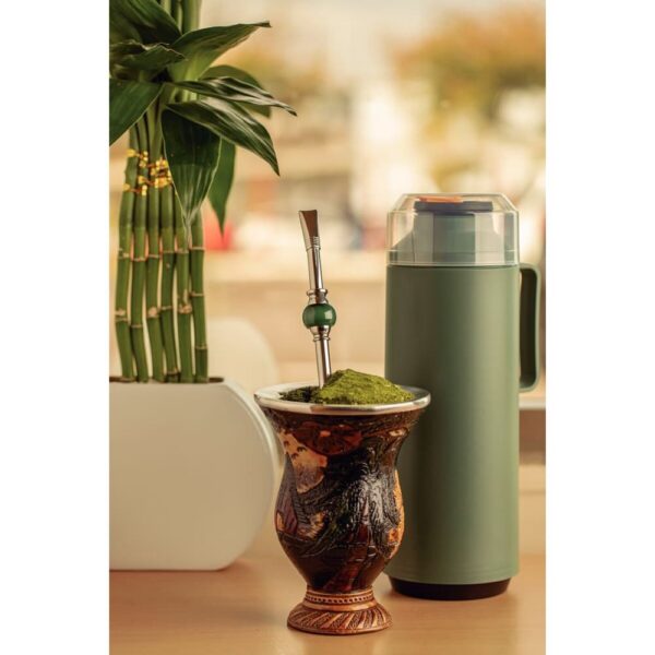 Bombilla para Mate Ilex en Acero Inoxidable con Rosca y Piedra Ágata Verde 25 cm - Imagen 3