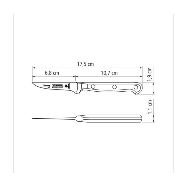 Cuchillo para Frutas y Verduras Century con Hoja de Acero Inoxidable y Mango de Policarbonato de 3" - Imagen 3
