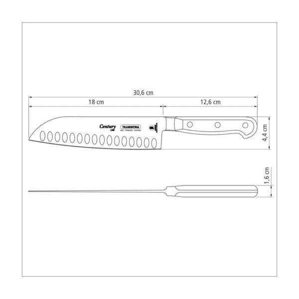 Cuchillo Santoku Century con Hoja de Acero Inoxidable y Mango de Policarbonato de 7" - Imagen 3