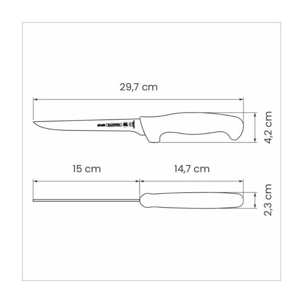 Cuchillo para Deshuesar Profesional con Hoja de Acero Inoxidable y Mango de Polipropileno Blanco 6" - Imagen 2