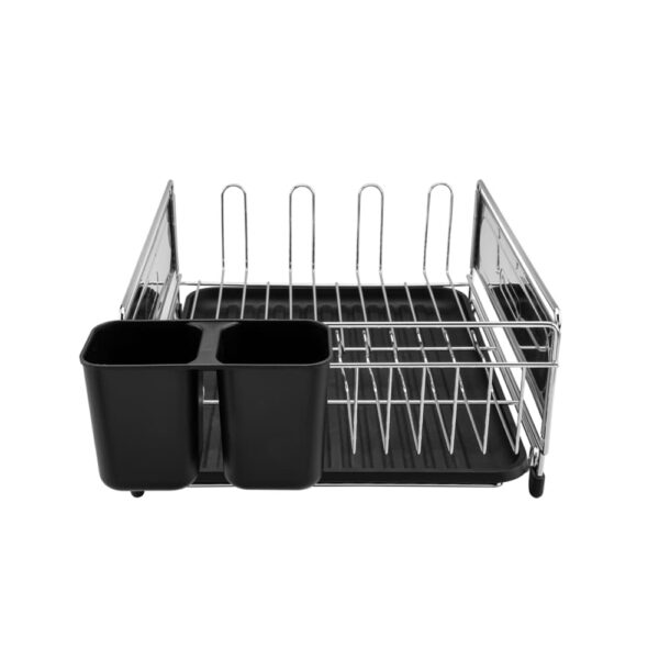 Escurridor de platos Plurale de acero cromado con secador y porta cubiertos - Imagen 4