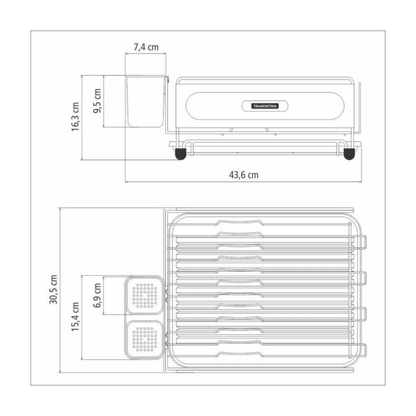 Escurridor de platos Plurale de acero cromado con secador y porta cubiertos - Imagen 7