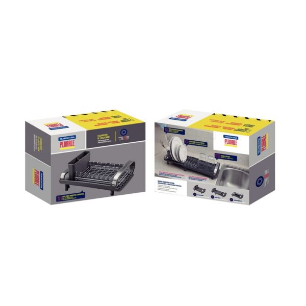 Escurridor de platos con Secador y Portacubiertos Compacto Grafito - Imagen 5