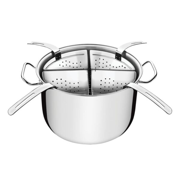 Cozi-pasta Profesional de Acero Inoxidable con 4 divisorias sin tapa 30 cm 13,5 l