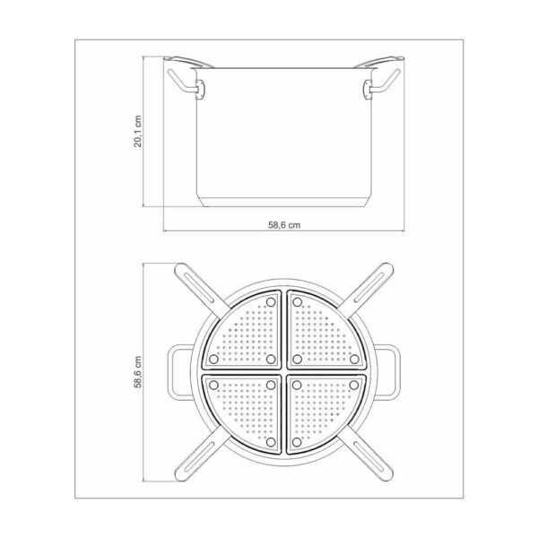 Cozi-pasta Profesional de Acero Inoxidable con 4 divisorias sin tapa 30 cm 13,5 l - Imagen 3