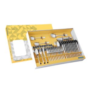 Juego de cubiertos Havana de acero inoxidable con cuchillos para asado y terminación brillante de 76 piezas