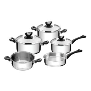 Juego de Ollas Solar Baquelita de acero inoxidable fondo triple con mangos y asas de baquelita 5 piezas