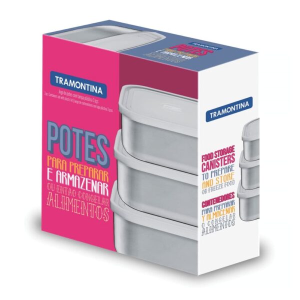 Juego de potes Freezinox cuadrados de acero inoxidable con tapa plástica 3 piezas - Imagen 4