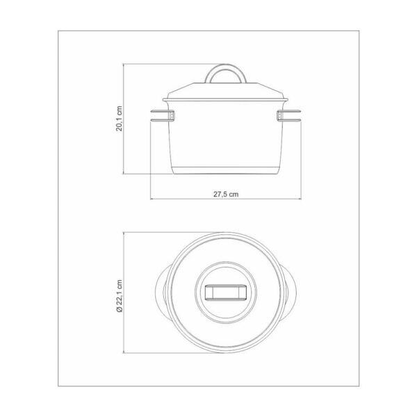 Olla alta Solar de acero inoxidable fondo triple con tapa y asas 20 cm 4,6 L - Imagen 5