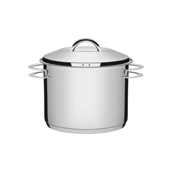 Olla alta Solar de acero inoxidable fondo triple con tapa y asas 24 cm 9,6 L
