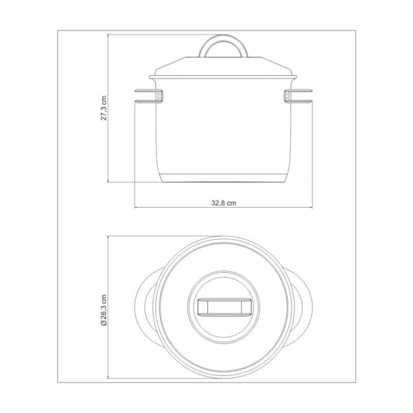 Olla alta Solar de acero inoxidable fondo triple con tapa y asas 24 cm 9,6 L - Imagen 5