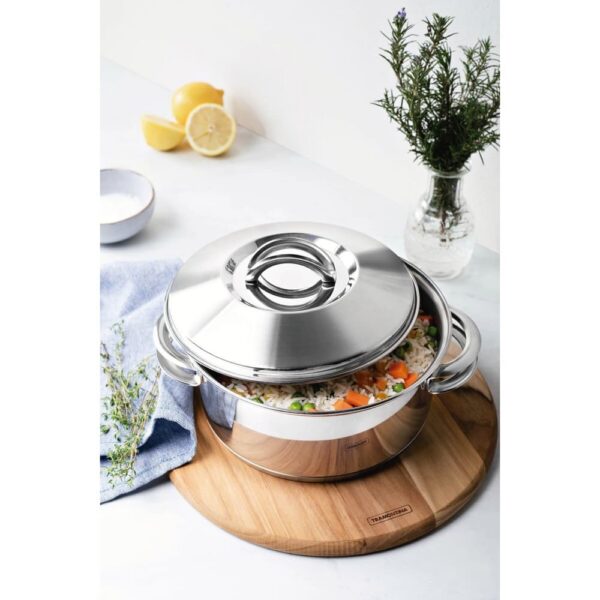 Olla baja Solar de acero inoxidable fondo triple con tapa y asas 20 cm 2,9 L - Imagen 9