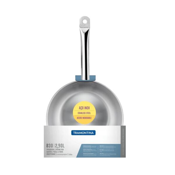 Sartén Professional raso de acero inoxidable fondo triple con mango 30 cm 2,9 L - Imagen 4