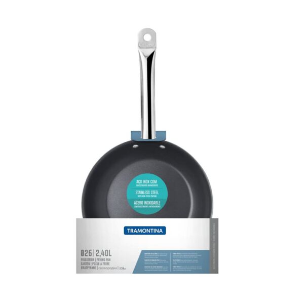 Sartén Professional raso de acero inoxidable con fondo triple revestimiento interno de antiadherente con mango 26 cm 2 L - Imagen 4
