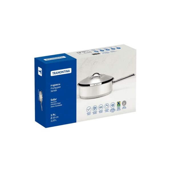Sartén Solar de acero inoxidable fondo triple con tapa y mango 20 cm 2,1 L - Imagen 3