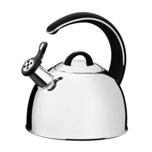 Tetera de acero inoxidable con silbato - fondo triple y mango negro 3,3 L