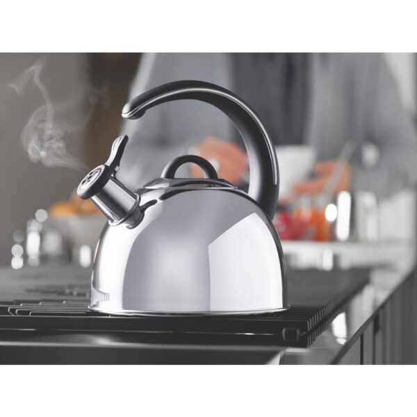 Tetera de acero inoxidable con silbato - fondo triple y mango negro 3,3 L - Imagen 4