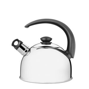 Tetera con silbato de acero inoxidable y mango negro de 2,1l