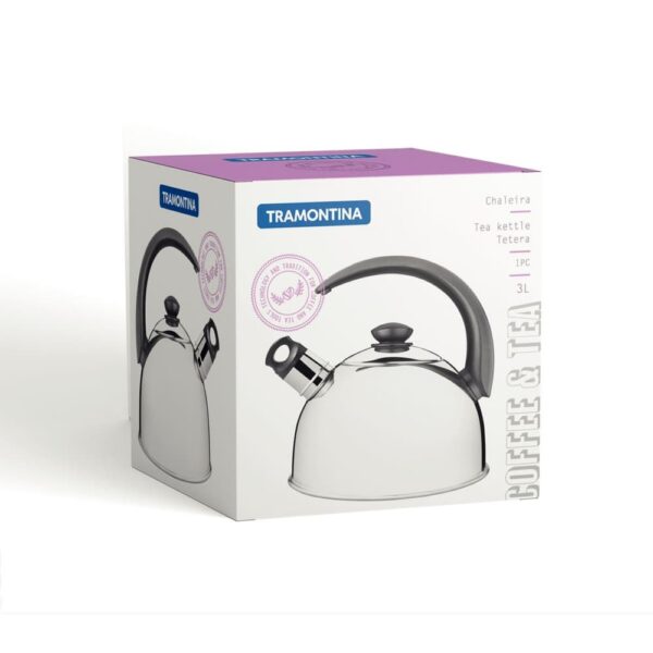 Tetera con silbato de acero inoxidable con mango negro 3 L - Imagen 3