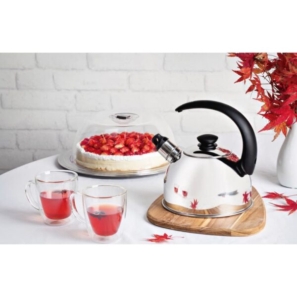 Tetera con silbato de acero inoxidable con mango negro 3 L - Imagen 5