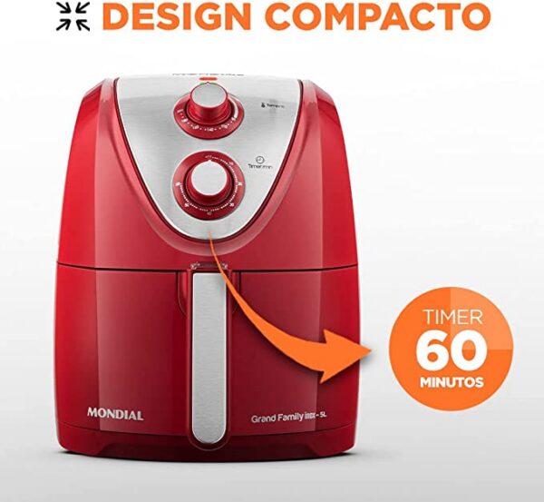 Freidora Sin Aceite, Rojo - 5L - Imagen 4