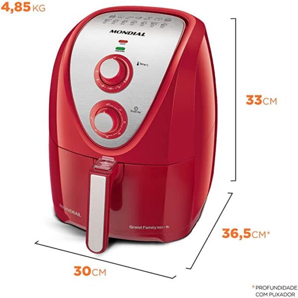 Freidora Sin Aceite, Rojo - 5L - Imagen 7