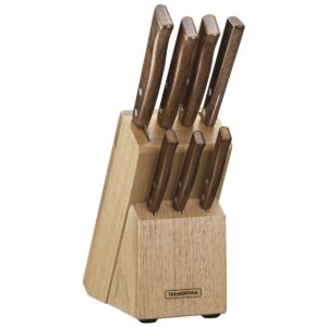Juego de Cuchillos Tradicional con Hojas de Acero Inoxidable y Mangos de Madera Natural con Soporte de 8 Piezas
