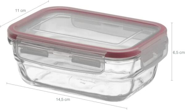 Pote Hermético Cristal Rectangular 400ml Con Cierres Laterales - Imagen 2