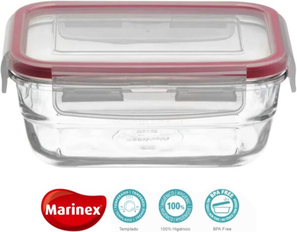 Pote Hermético Cristal Rectangular 400ml Con Cierres Laterales - Imagen 3
