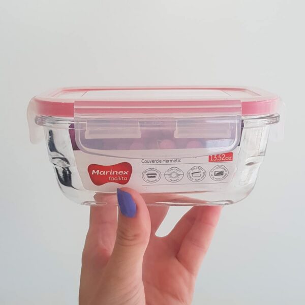 Pote Hermético Cristal Rectangular 400ml Con Cierres Laterales - Imagen 4