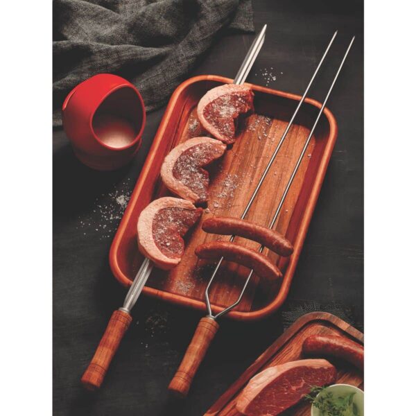 Brocheta para Churrasco con Hoja de Acero Inoxidable y mango de madera de 85cm - Imagen 2